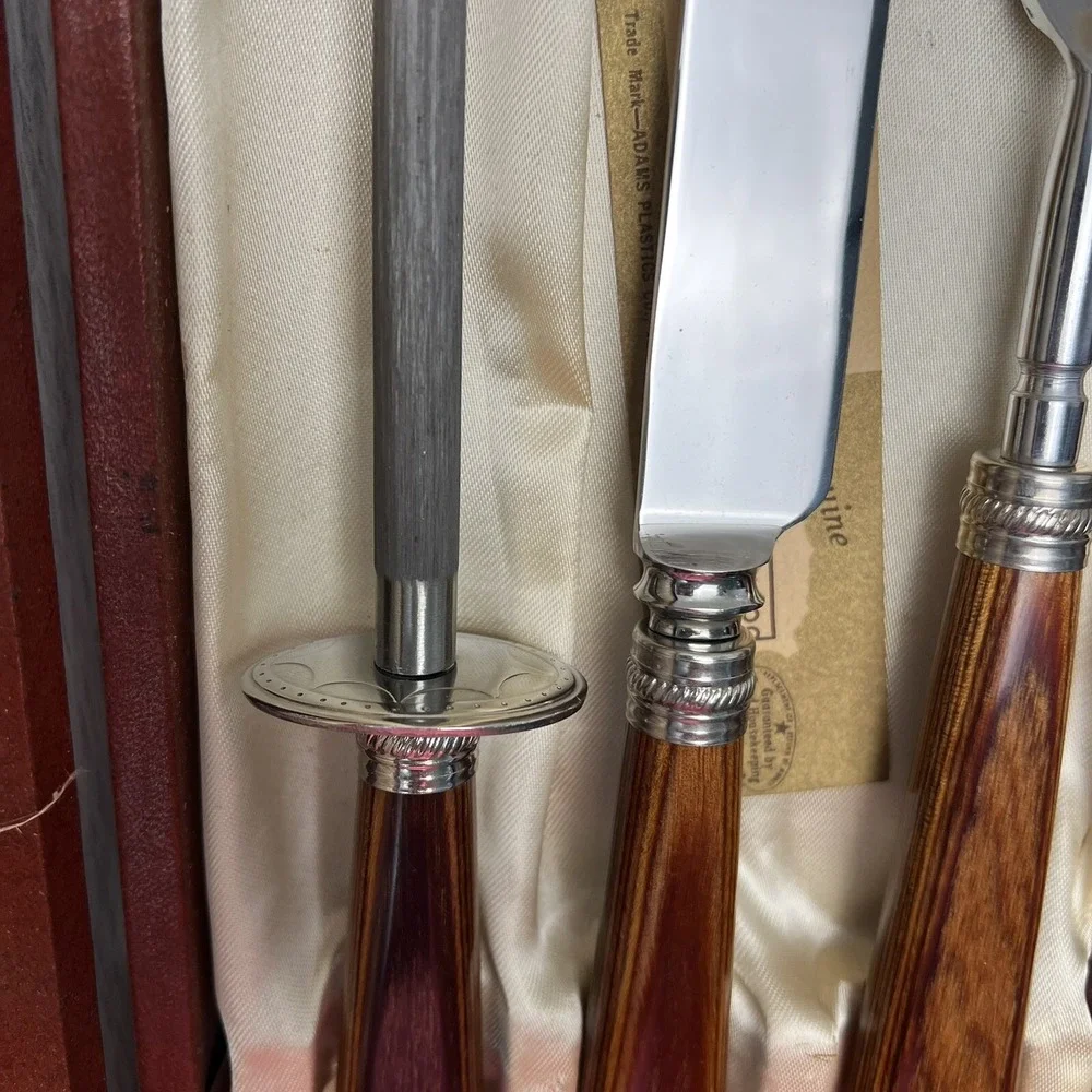 Vintage Washington Forge 3-Piece Carving Set Sheffield England Pakkawood Case